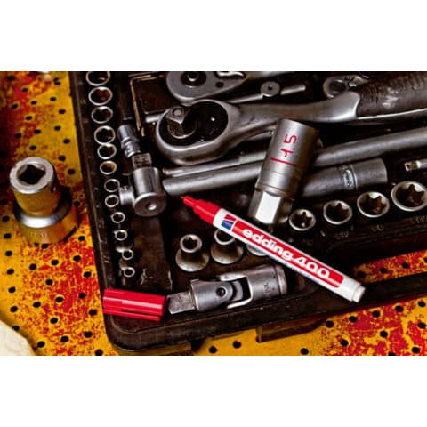 Marcatore permanente edding 400 punta conica 1 mm rosso E-400 002